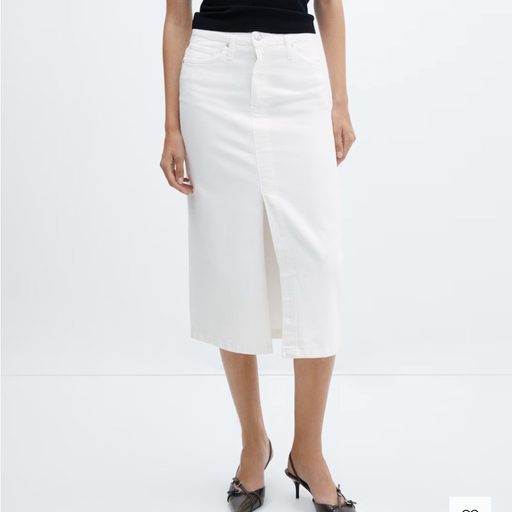 Mango White Pencil Skirt